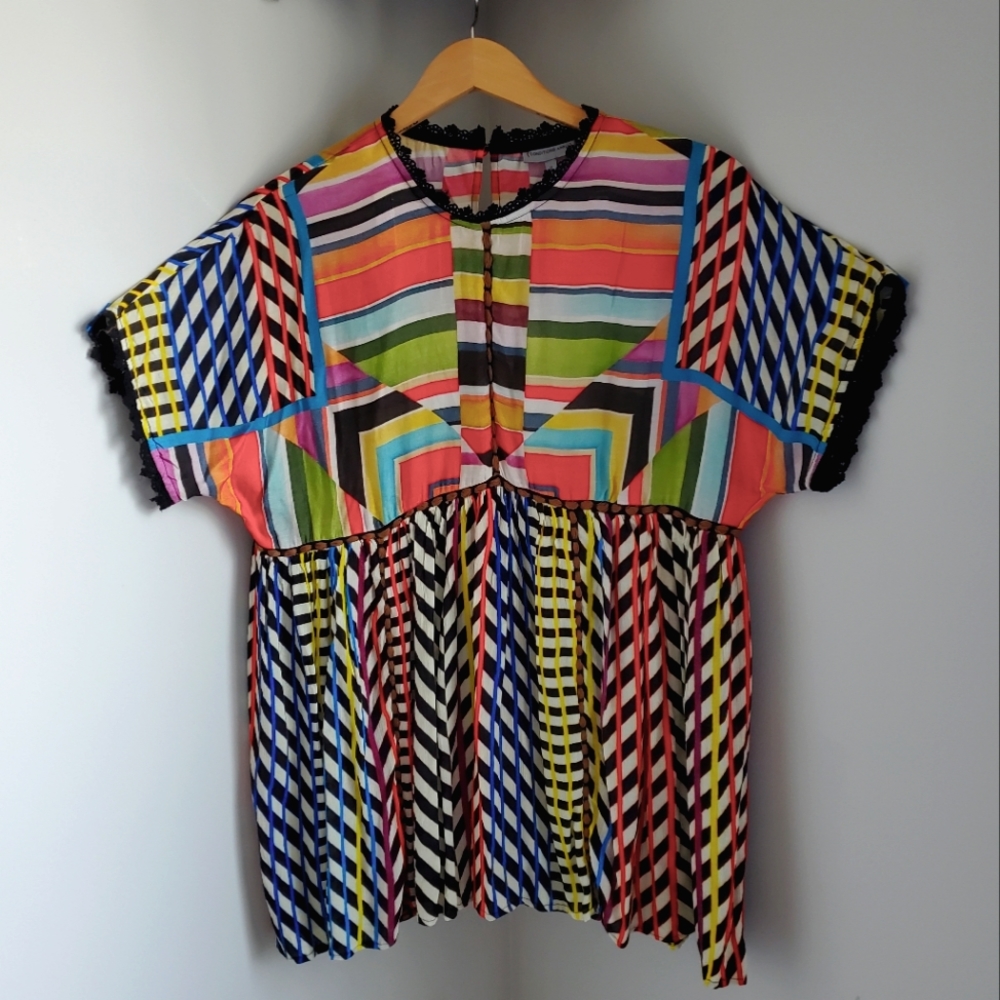 Conditions Apply Colorful Embroidered Blouse Top.